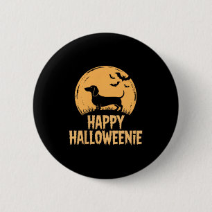Gelukkig Halloweenie Dachshund Heks Vleermuizen Ha Ronde Button 5,7 Cm