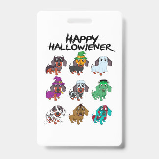 Gelukkig Halloweenie T-shirt Halloween Dachshund H Badge
