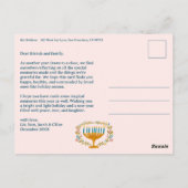GELUKKIG HANUKKA Bloemenslinger Menorah Aangepaste Briefkaart (Achterkant)