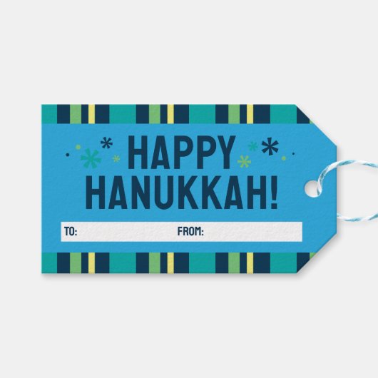 Gelukkig Hanukka Cadeaubijschrift Cadeaulabel (Voorkant (Horizontaal))