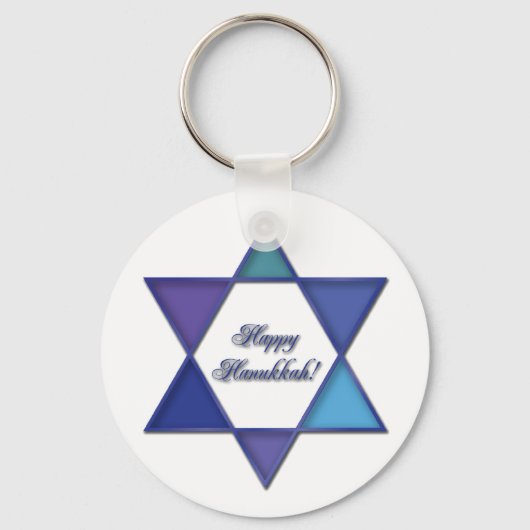 Gelukkig Hanukka Davidster Sleutelhanger (Voorkant)