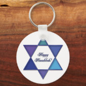 Gelukkig Hanukka Davidster Sleutelhanger (Voorkant)