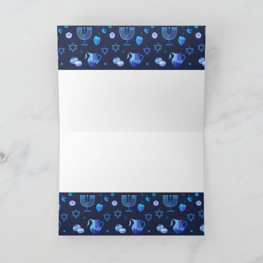 Gelukkig Hanukka Feest Mooie Blauwe Decoratie Kaart (Binnen)