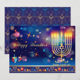 Gelukkig Hanukka Lichtfeest Goud Kaart