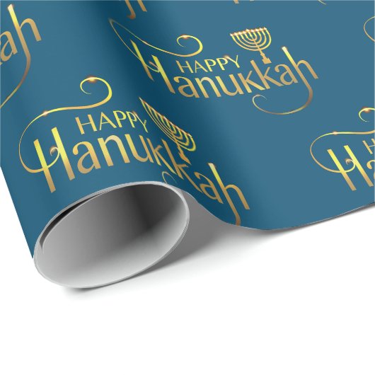 Gelukkig Hanukka Menora Inpakpapier (Rol Hoek)