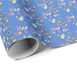 Gelukkig Hanukka Menora Inpakpapier