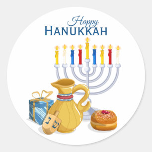 Gelukkig Hanukka Menora Oliekan Sufganiyot Ronde Sticker