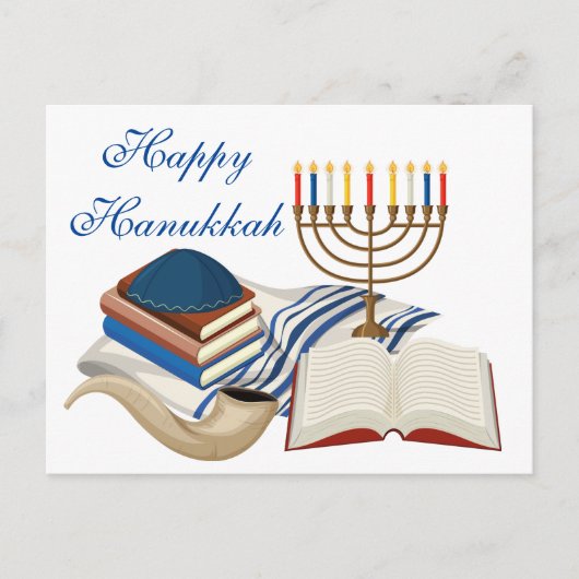 Gelukkig Hanukka Menorah Briefkaart (Voorkant)
