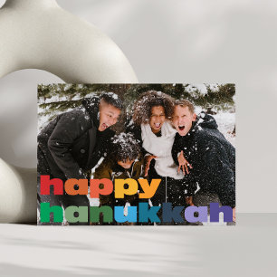 Gelukkig Hanukka Regenboog Typografie Foto Overlay Feestdagenkaart