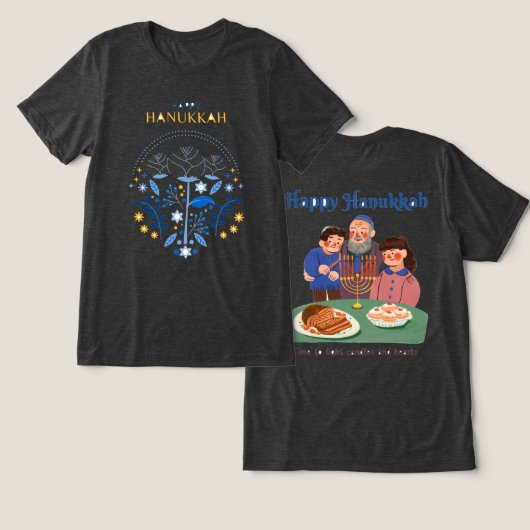 Gelukkig Hanukka T-shirt (Ontwerp Voorkant & Achterkant)