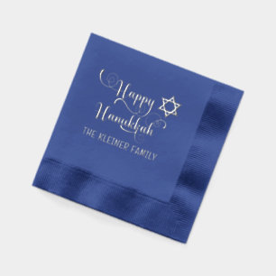 Gelukkig Hanukka-typografie #10 Familienaam Folie Servetten