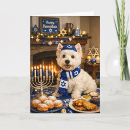 Gelukkig Hanukka Westie Kaart – Feestelijke Joodse