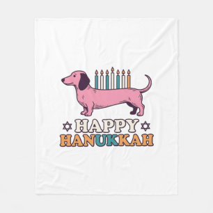 Gelukkig Hanukkah Dachshund Menora Hond Shirt Ontw Fleece Deken