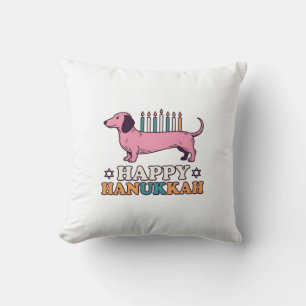 Gelukkig Hanukkah Dachshund Menora Hond Shirt Ontw Kussen