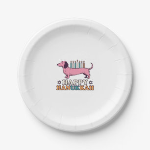 Gelukkig Hanukkah Dachshund Menora Hond Shirt Ontw Papieren Bordje
