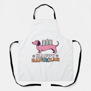 Gelukkig Hanukkah Dachshund Menora Hond Shirt Ontw Schort