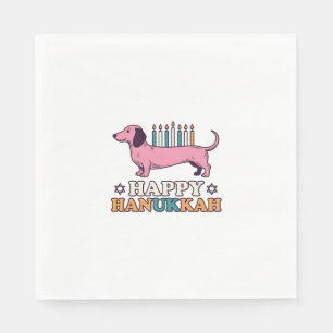 Gelukkig Hanukkah Dachshund Menora Hond Shirt Ontw Servet