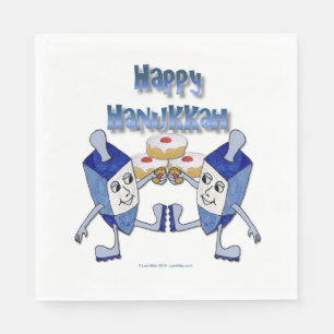 Gelukkig Hanukkah Dansende Dreidels Donut Servette Servet