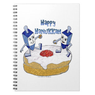 Gelukkig Hanukkah Dansende Dreidels Gelei Donut Notitieboek