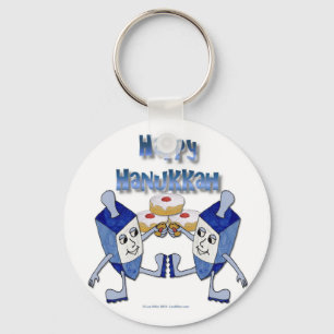 Gelukkig Hanukkah Dansende Dreidels Gelei Donut Sleutelhanger
