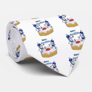 Gelukkig Hanukkah Dansende Dreidels Gelei Donut Stropdas