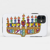 Gelukkig Hanukkah Draaimolens Menora Case-Mate iPhone Case (Achterkant (horizontaal))