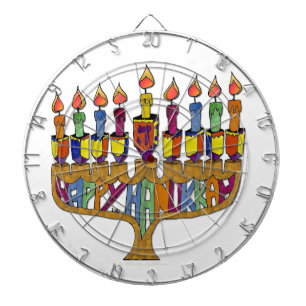 Gelukkig Hanukkah Driehoekige tol Menora Dartbord