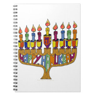 Gelukkig Hanukkah Driehoekige tol Menora Notitieboek