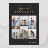 Gelukkig Hanukkah Elegant 6 Foto Collage Folie Feestdagenkaart (Voorkant)
