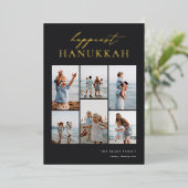 Gelukkig Hanukkah Elegant 6 Foto Collage Folie Feestdagenkaart (Staand Voorkant)