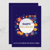 Gelukkig Hanukkah-feest Joodse feestdag Gouden Men Kaart (Voorkant / Achterkant)
