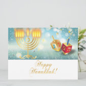 Gelukkig Hanukkah-festival Gouden Menora Lichten (Staand voorkant)