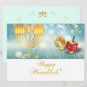 Gelukkig Hanukkah-festival Gouden Menora Lichten (Voorkant / Achterkant)