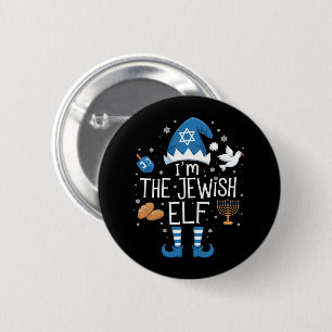 Gelukkig Hanukkah Joodse Elf Familie Groep Kerstmi Ronde Button 5,7 Cm