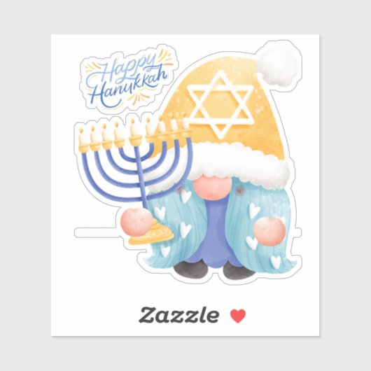 Gelukkig hanukkah kabouter sticker (Vel)