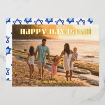 Gelukkig Hanukkah Kerstkaart Moderne Familie Foto 