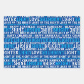 GELUKKIG HANUKKAH Liefde Licht Lachen Blauw & Wit Inpakpapier Vel (Voorkant 2)
