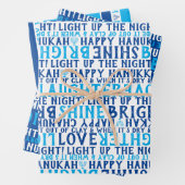 GELUKKIG HANUKKAH Liefde Licht Lachen Blauw & Wit Inpakpapier Vel (In situ)