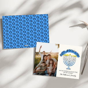 Gelukkig Hanukkah Menora Foto Feestdagenkaart
