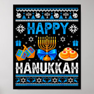 Gelukkig Hanukkah Menorah Dreidel Lelijke Chanukah Poster