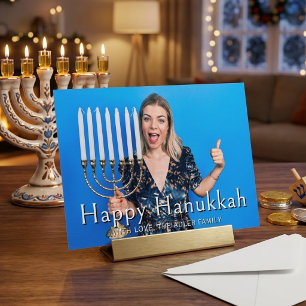 Gelukkig Hanukkah Menorah Familie Feest Feestdagenkaart