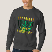 Gelukkig Hanukkah Menorah Groen Trui (Voorkant)