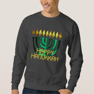 Gelukkig Hanukkah Menorah Groen Trui