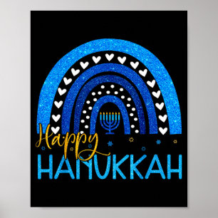 Gelukkig Hanukkah Menorah Regenboog Joods Cadeau V Poster