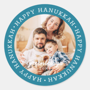 Gelukkig Hanukkah Modern Preppy Aangepaste Familie Ronde Sticker