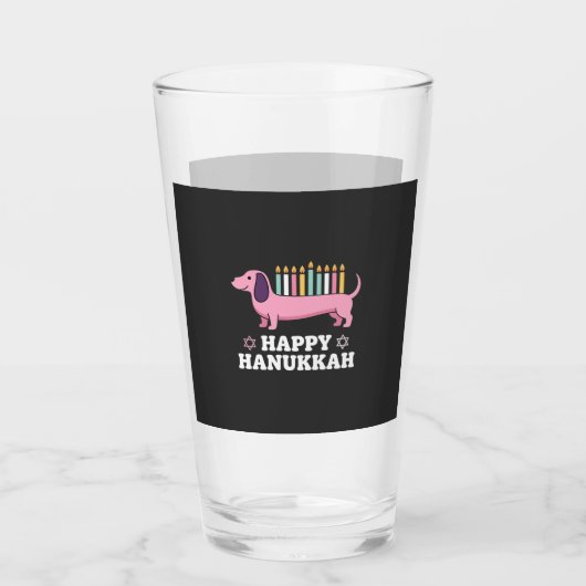 Gelukkig Hanukkah Saushond Hond Glas (Voorkant)