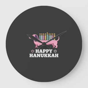 Gelukkig Hanukkah Saushond Hond Grote Klok