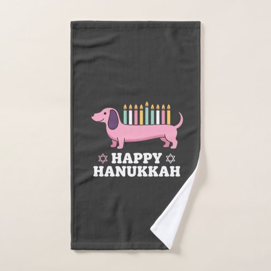 Gelukkig Hanukkah Saushond Hond Handdoek (Handdoek)
