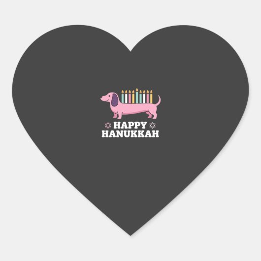 Gelukkig Hanukkah Saushond Hond Hart Sticker (Voorkant)