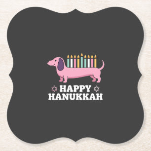 Gelukkig Hanukkah Saushond Hond Kartonnen Onderzetters